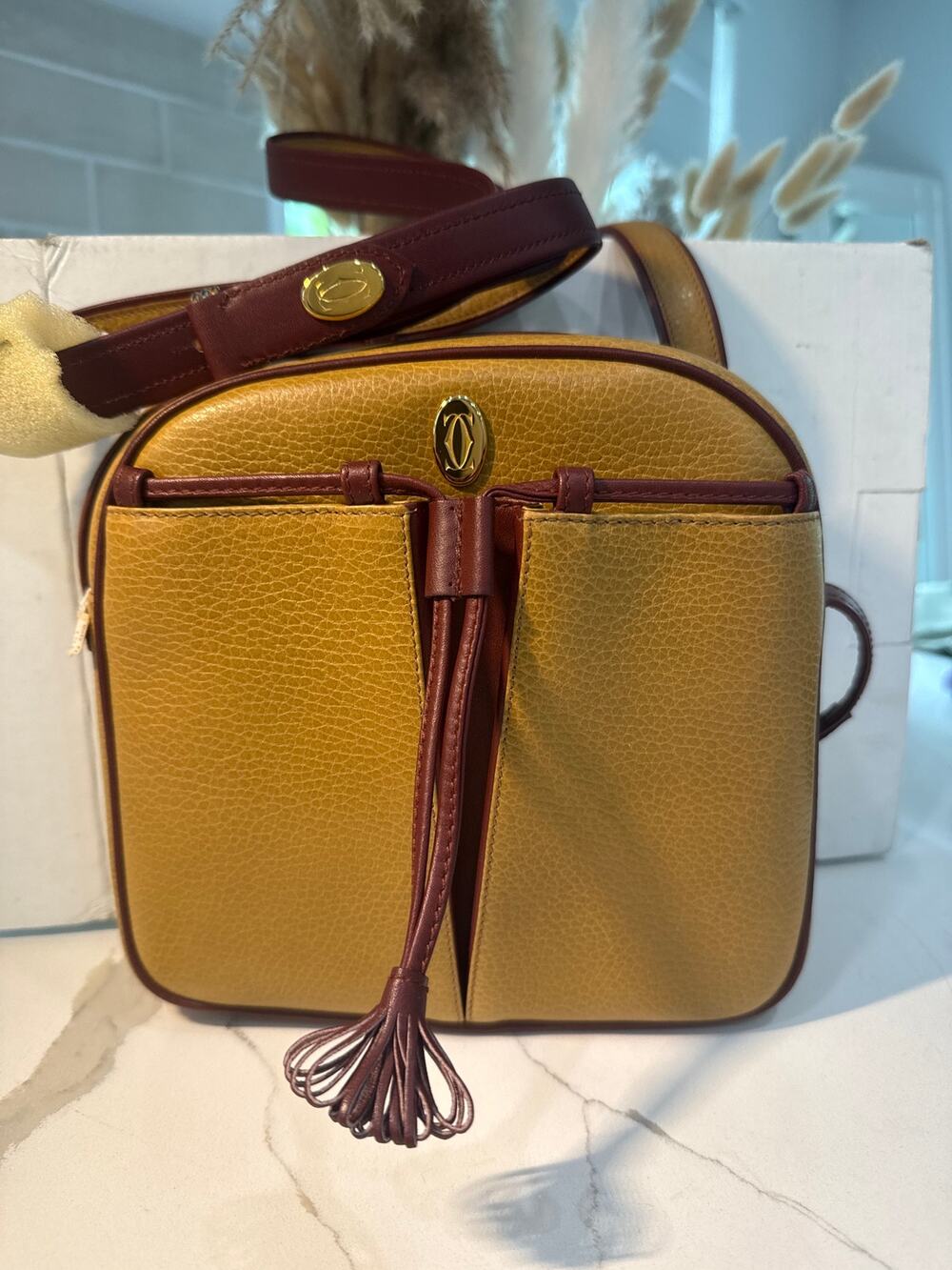 Vintage Cartier Brand New Drawstring Handbag TwoTone NWT / Box